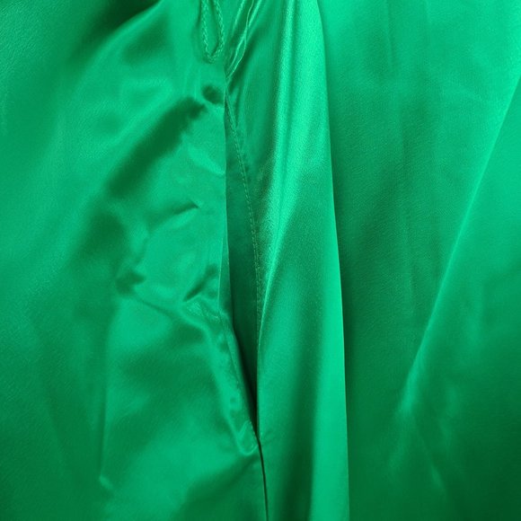 a new day Womens Mini Dress Long Sleeve Satin Green Round Neck Shift Casual M - Picture 4 of 11